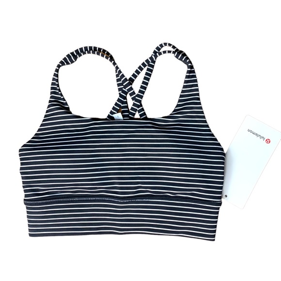 lululemon athletica Other - Lululemon Womens Striped Sports Bra Size 4 Athletic Yoga Black/White Crop NWT